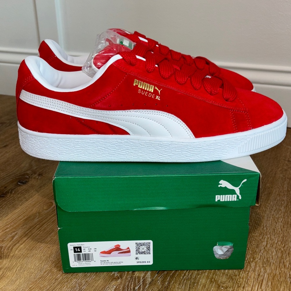 Puma Suede XL Low-Top Sneakers in Red & White